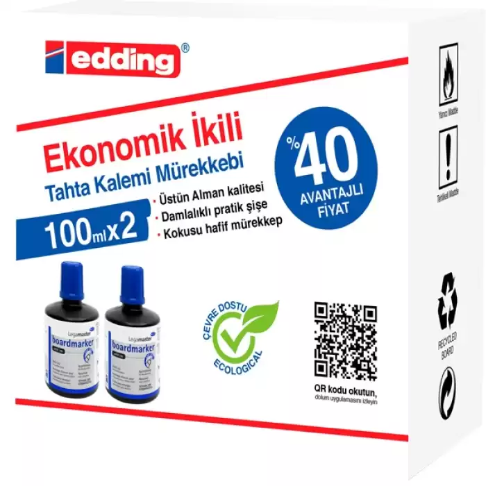 Legamaster Tahta Kalem Mürekkebi Ekonomik 100 Ml Mavi 2 Li Lm1199K203