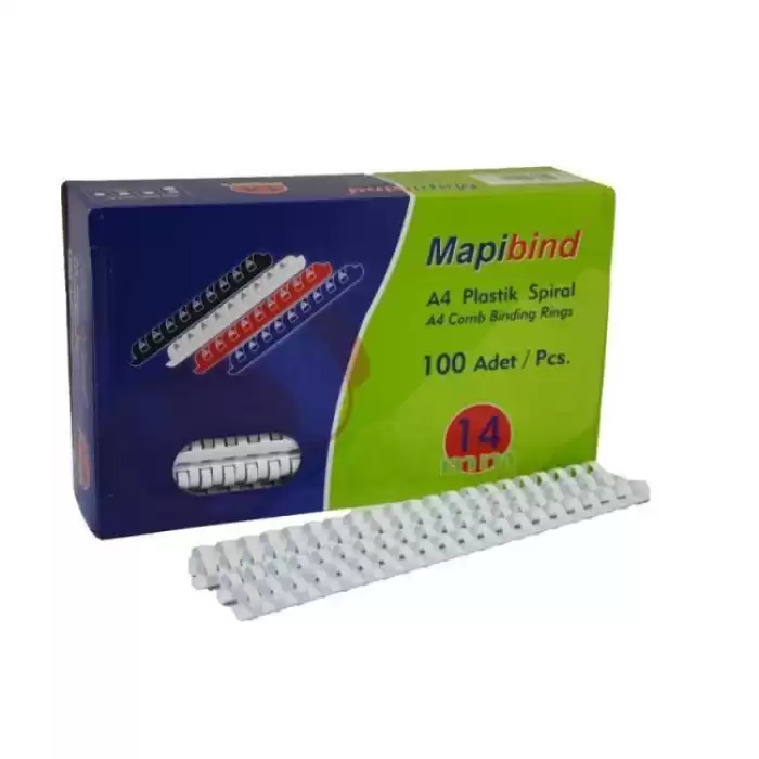 Mapibind Spiral Plastik 115-135 Syf 100 Lü 14 Mm Beyaz 201 14 00 - 100lü Paket