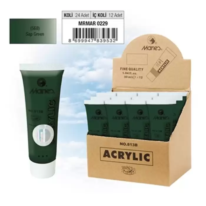 Maries Akrilik Boya 30 Ml Sap Yeşil 568 813B - 12li Paket