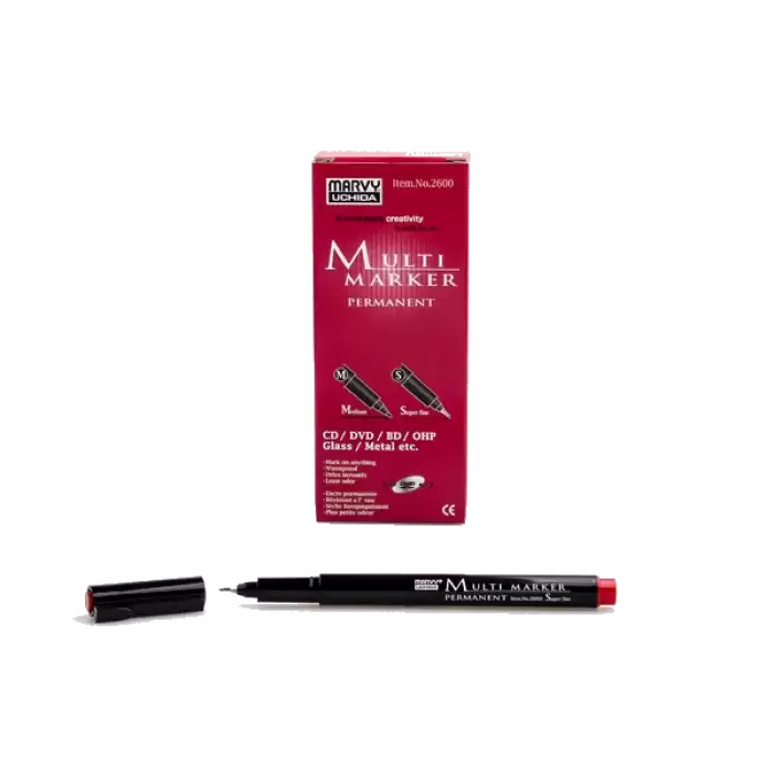 Marvy Asetat Kalemi Permanent S Seri Kırmızı 2600S-2 - 12li Paket