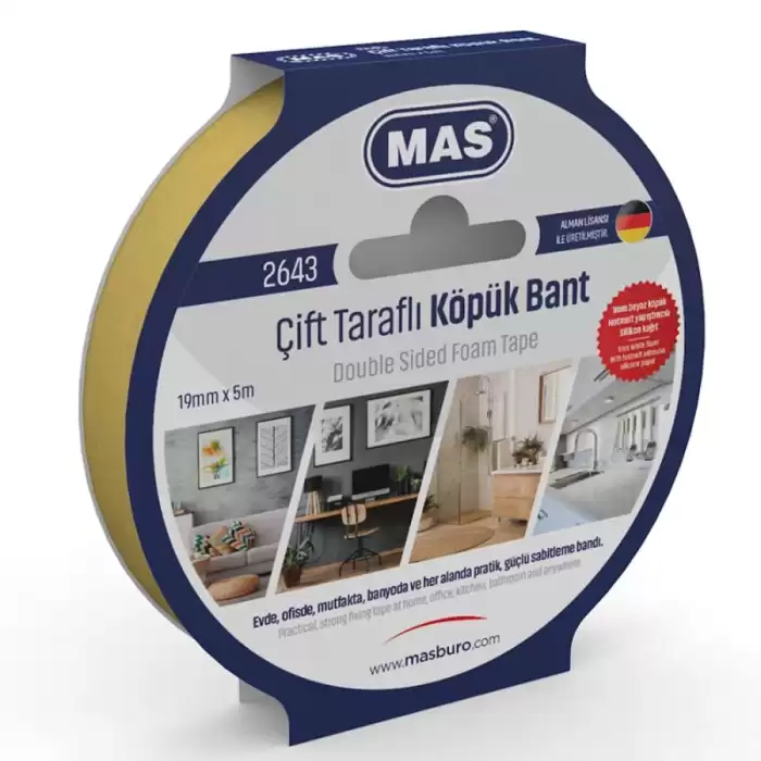 Mas Çift Taraflı Köpük Bant 19 Mm X 5 M 2643