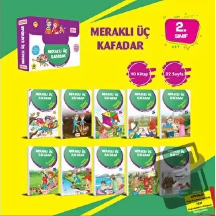 Meraklı Üç Kafadar Serisi (10 Kitap - Etkinlik Testi - Değerlendirme Testi)