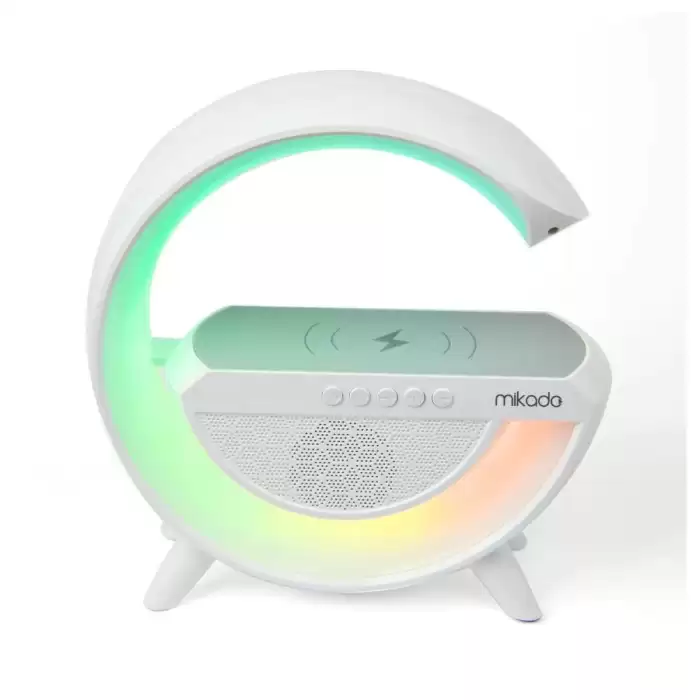 Mikado Md-G111 Beyaz 10W 1800Mah Bt-Tf-Usb-15W Wireless Şarj Rgb Işıklı Speaker