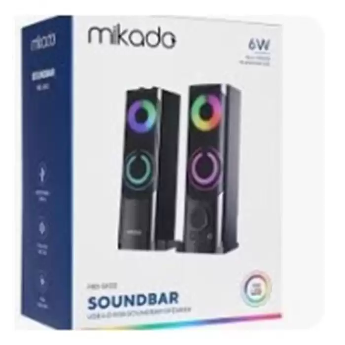 Mikado Md-S102 2.0 3Wx2Ch Rgb Ledli Siyah Usb Soundbar Speaker Hoparlör