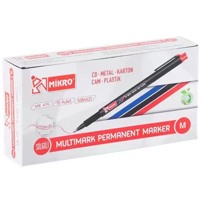 Mikro Asetat Kalemi Permanent M Seri Kırmızı Mk 419 - 12li Paket