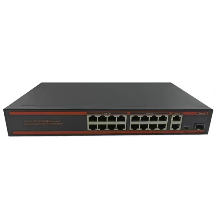 Nova Nd1Pd1622Lg 16 Port Poe+ 10-100 Mbps 2 Port 10-100-1000 Mbps Uplink  2 Port Sfp Switch 250W