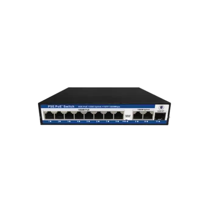 Nova Nvc-Pseg0821 8 Port Poe+ 10-100-1000 Mbps 2 Port 10-100-1000 Mbps Uplink 1 Port Sfp Switch 120W