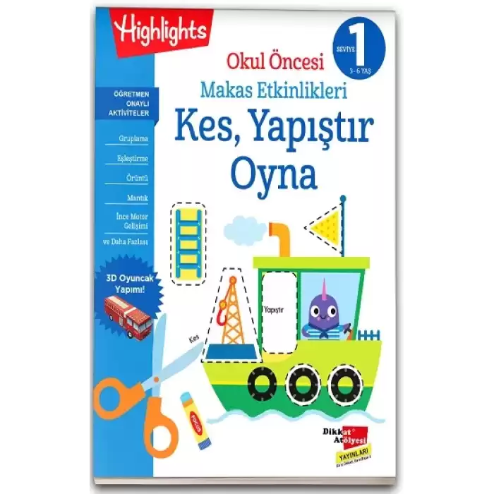 Okul Öncesi Makas Etkinlikleri Kes, Yapıştır, Oyna 1. Seviye