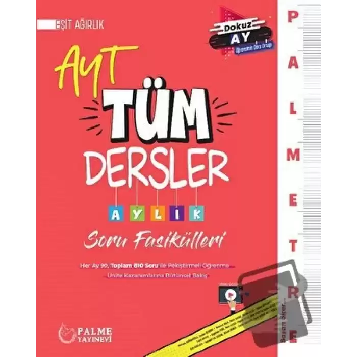 Palmetre AYT Eşit Ağırlık Tüm Dersler Aylık Çalışma Fasikülleri