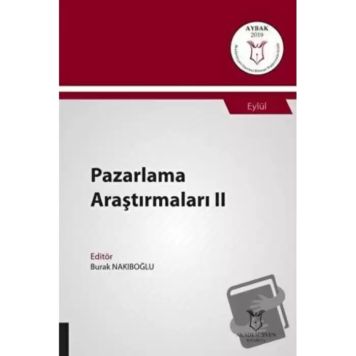 Pazarlama Araştırmaları II (AYBAK 2019 Eylül)