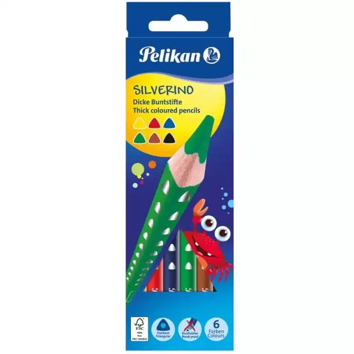 Pelikan Kuru Boya Kalemi Silverino Jumbo Üçgen 6 Lı 700610