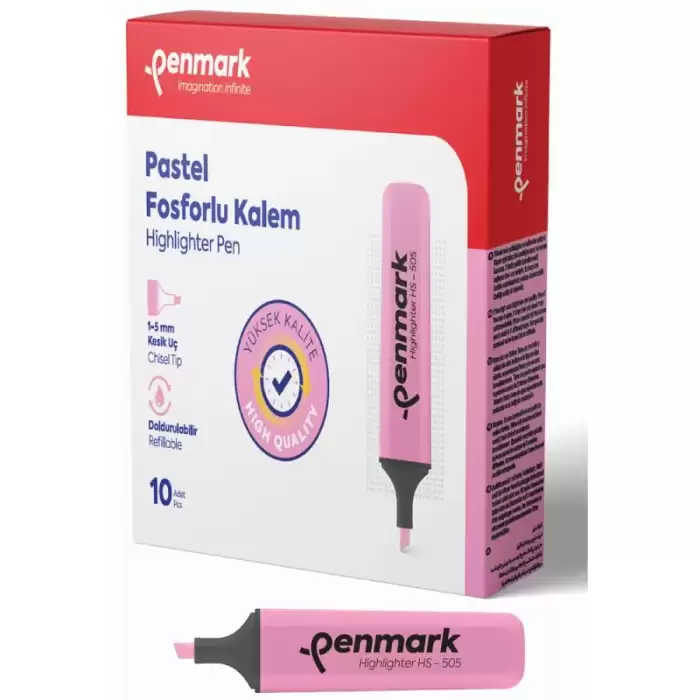 Penmark Fosforlu Kalem Pastel Gülsuyu Hs-505 10 - 10lu Paket