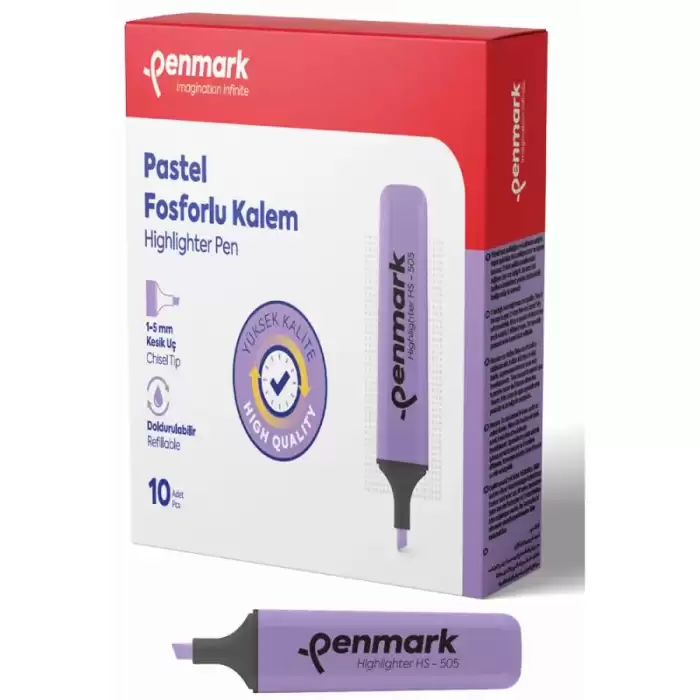 Penmark Fosforlu Kalem Pastel Lavanta Hs-505 07 - 10lu Paket