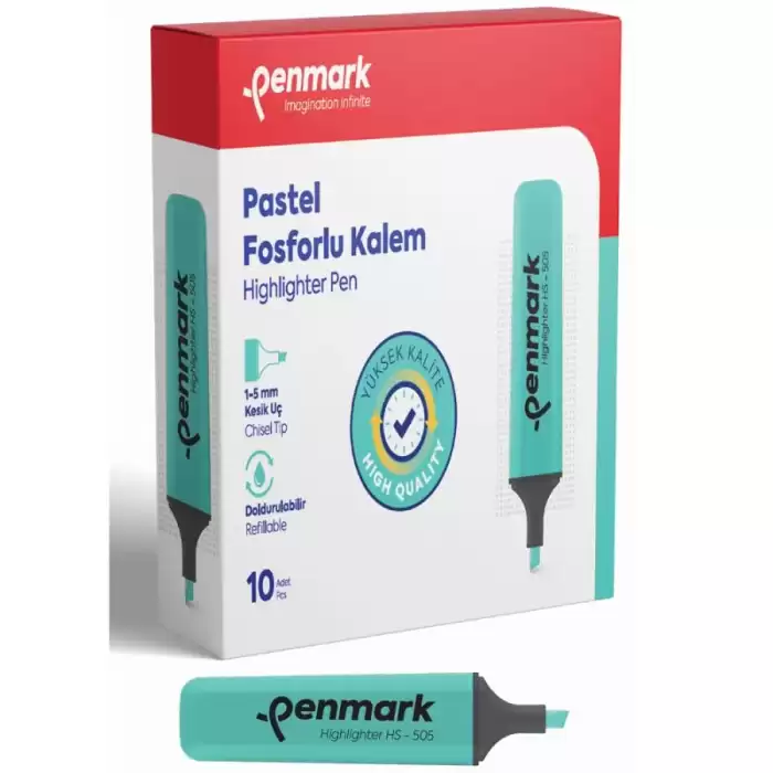 Penmark Fosforlu Kalem Pastel Mint Yeşili Hs-505 12 - 10lu Paket