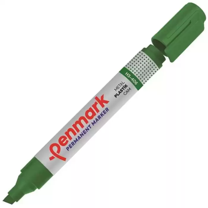 Penmark Markör Permanent Kesik Uç Yeşil Hs-406 - 12li Paket