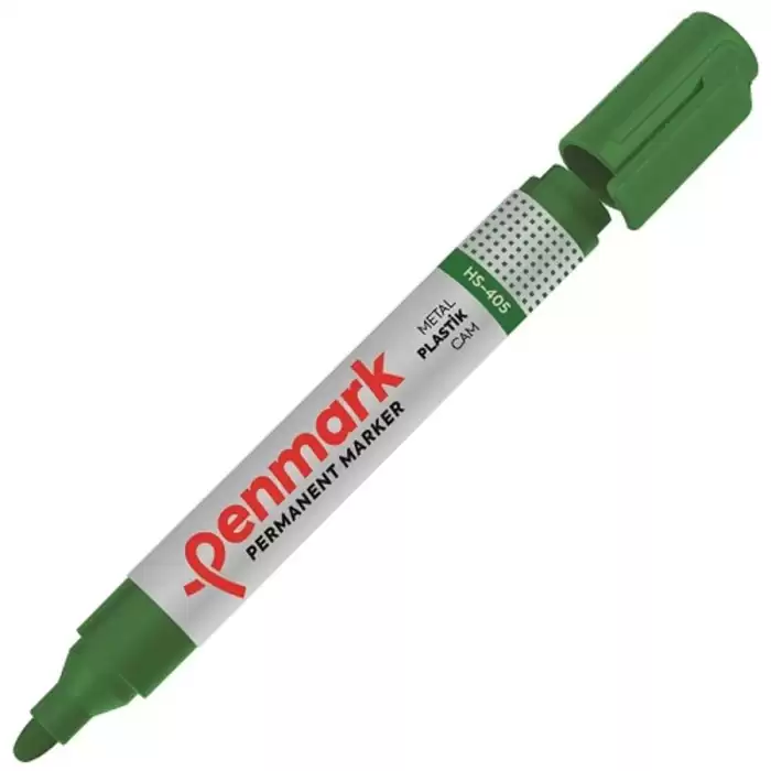 Penmark Markör Permanent Yuvarlak Uç Yeşil Hs-405 - 12li Paket