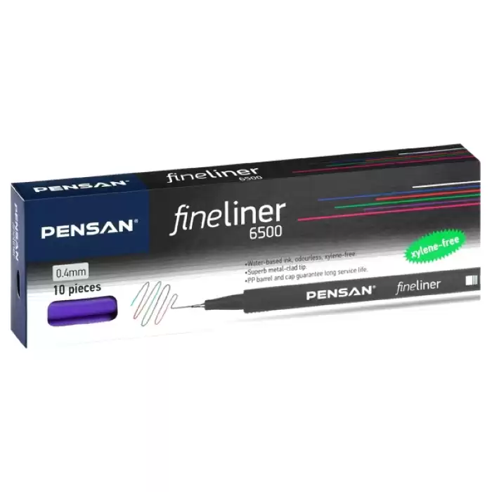 Pensan Fineliner Keçe Uç Kalem 0.4 Mm Mavi 6500 - 10lu Paket