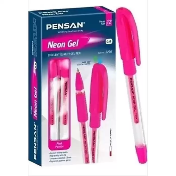 Pensan Jel Kalem Jely Neon Pembe 2801 - 12li Paket