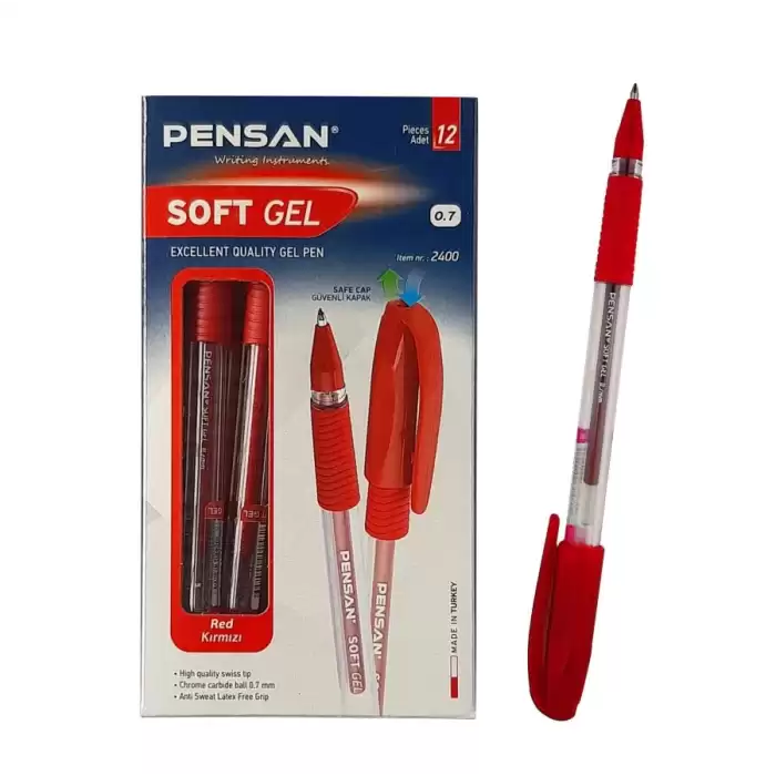 Pensan Tükenmez Kalem Soft Gel Kırmızı 0.7 Mm 2400