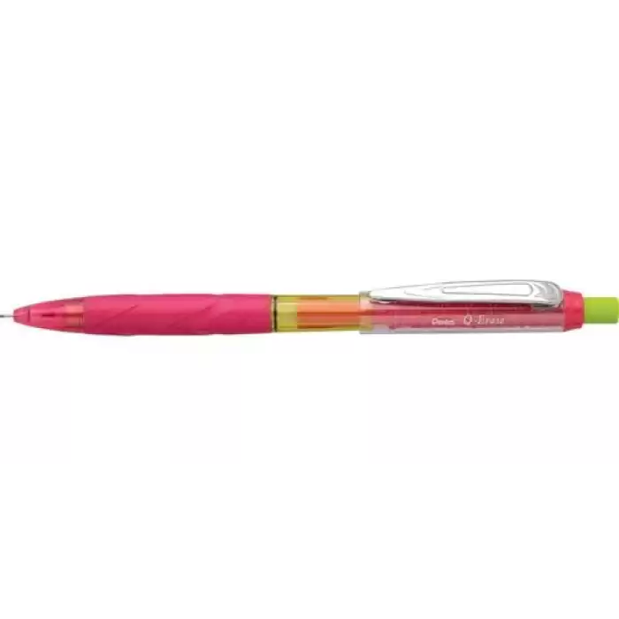 Pentel Versatil Kalem Metal Klipsli Büyük Boy Silgili Q-Erase 0.5 Mm Pembe