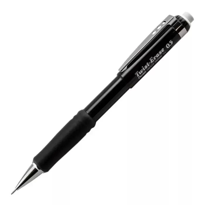 Pentel Versatil Kalem Metal Klipsli Büyük Boy Silgili Q-Erase 0.5 Mm Siyah