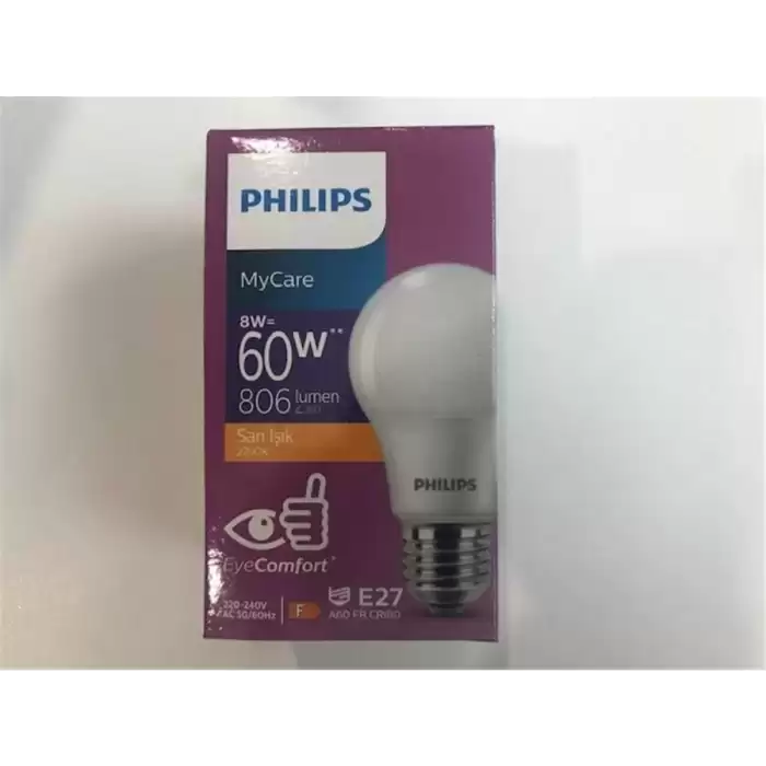 Philips Ledbulb 8W-60W 2700K 806Lumen Led Sarı Işık E27