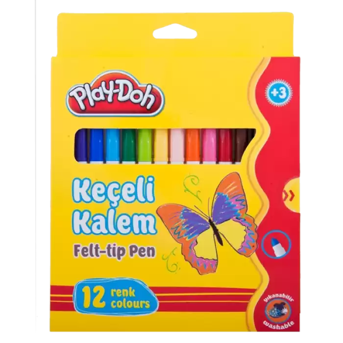 Play-Doh Keçeli Kalem Karton Kutu 5 Mm 12 Renk Play-Ke007