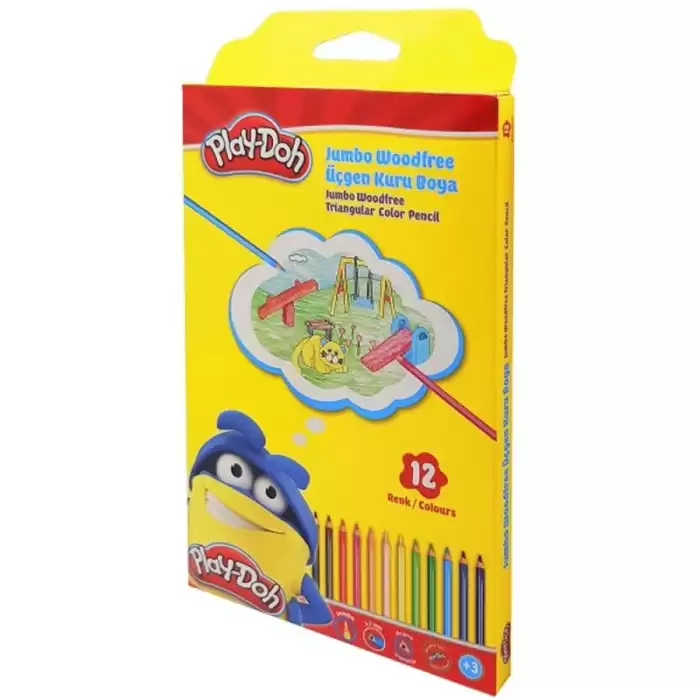 Play-Doh Kuru Boya Jumbo Üçgen Woodfree 12 Li Play-Ku028