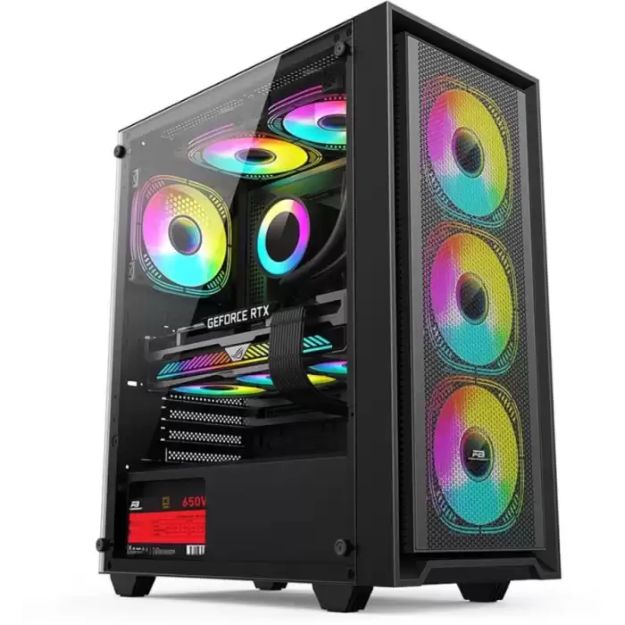 Powerboost Pb-P802Ab 650W 80+ Bronze Usb 3.0, Atx Mesh, Rgb Fan Siyah Kasa