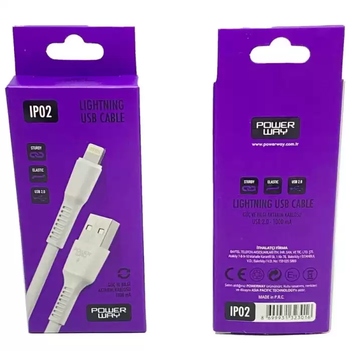 Powerway Ip02 Lightning 1Mt Usb Şarj Kablosu