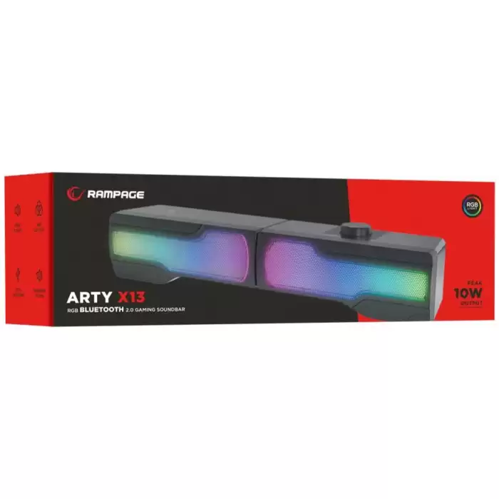 Rampage Arty X13 2.0 Bluetoothlu Rms 3W-2 Rgb Işıklı Multimedia Usb 5V 45Db Gaming Oyuncu Speaker