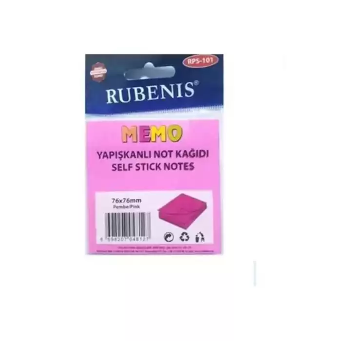 Rubenis Yapışkanlı Not Kağıdı 76X76 Mm 50 Şeffaf Pembe 50 Yp Rps-152 - 24lü Paket