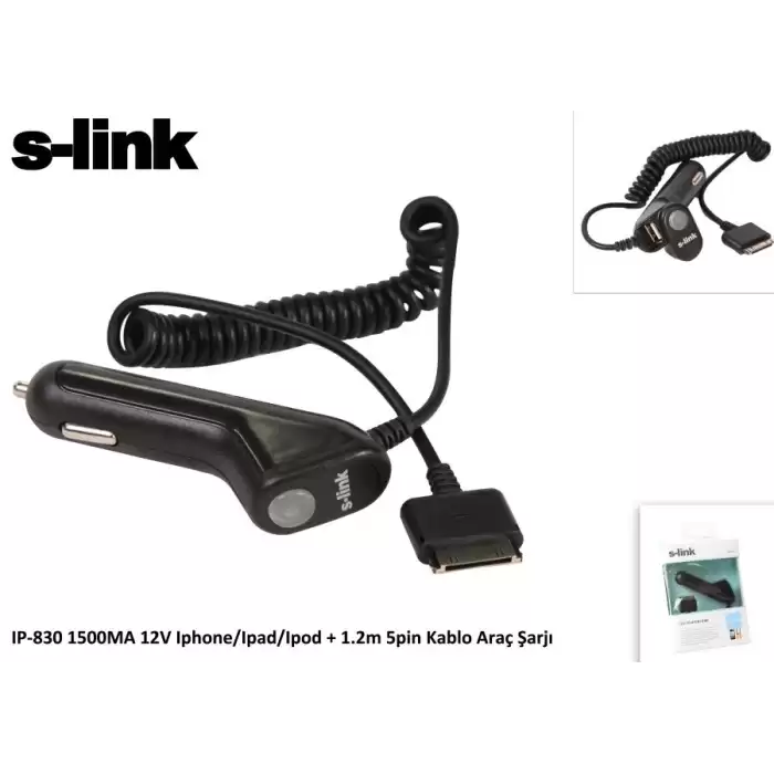 S-Link Ip-830 1500Ma 12V İpod-İphone-İpad Araç Şarj Cihazı