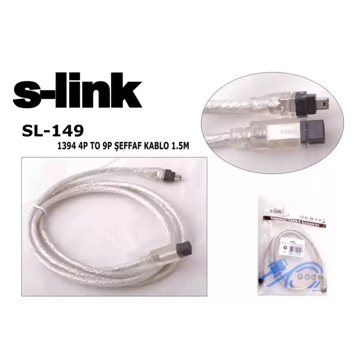 S-Link Sl-149 Ieee1394 4Pin To 9Pin 1.5M Firewire Kablosu