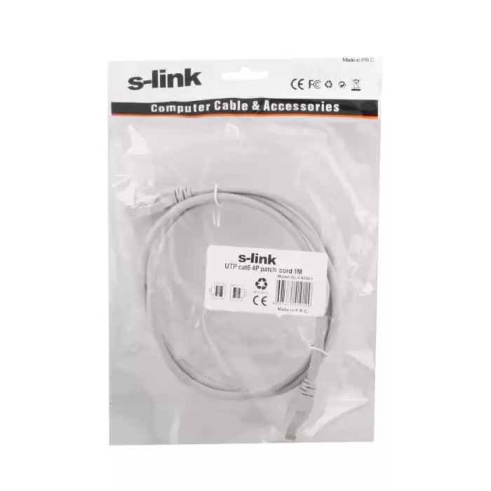 S-Link Sl-Cat601 Cat6 1Mt Gri Utp Patch Kablo