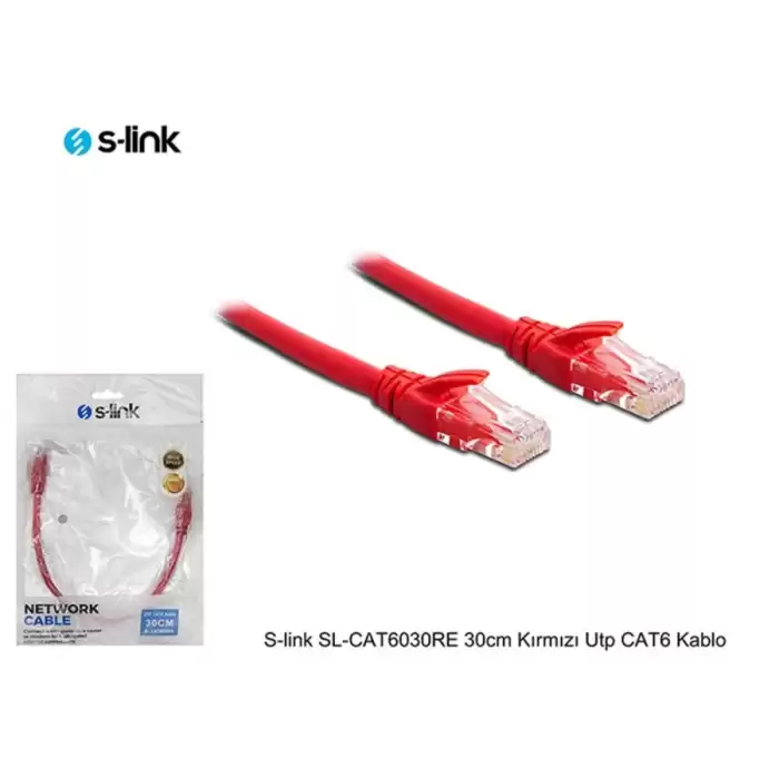 S-Link Sl-Cat6030Re 30Cm Kırmızı Utp Cat6 Kablo