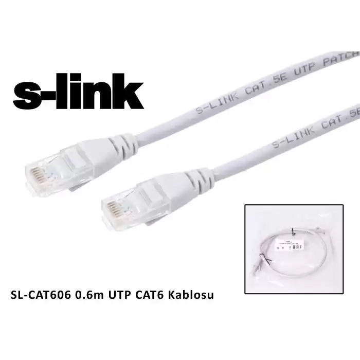 S-Link Sl-Cat606 Cat6 0.60Mt Gri Utp Patch Kablo