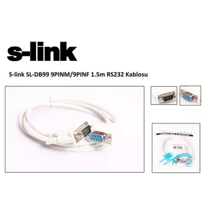 S-Link Sl-Db99 Rs232 Dişi To Erkek Kablo 1,5Mt