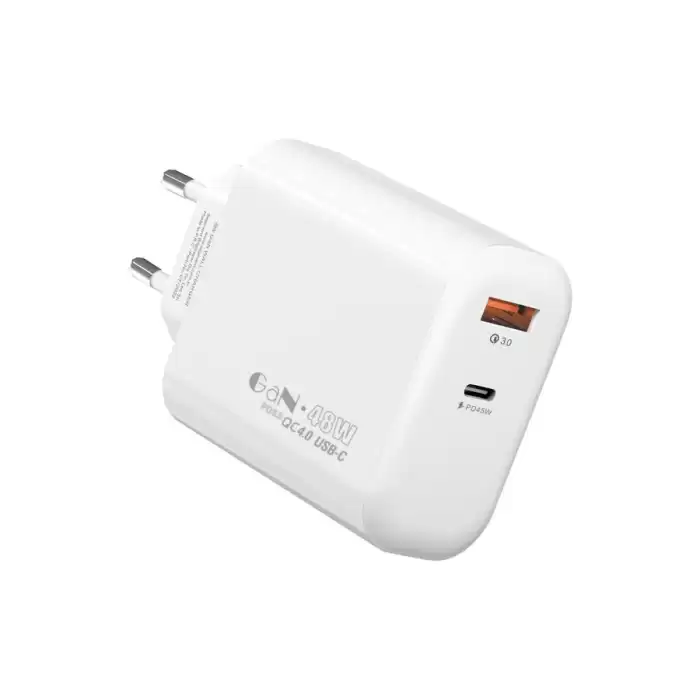 S-Link Sl-Ec69 Gan Pd 65W - Qc 18W Type Usb-C +Usb A Hızlı Beyaz Ev-Notebook Şarj Adaptör