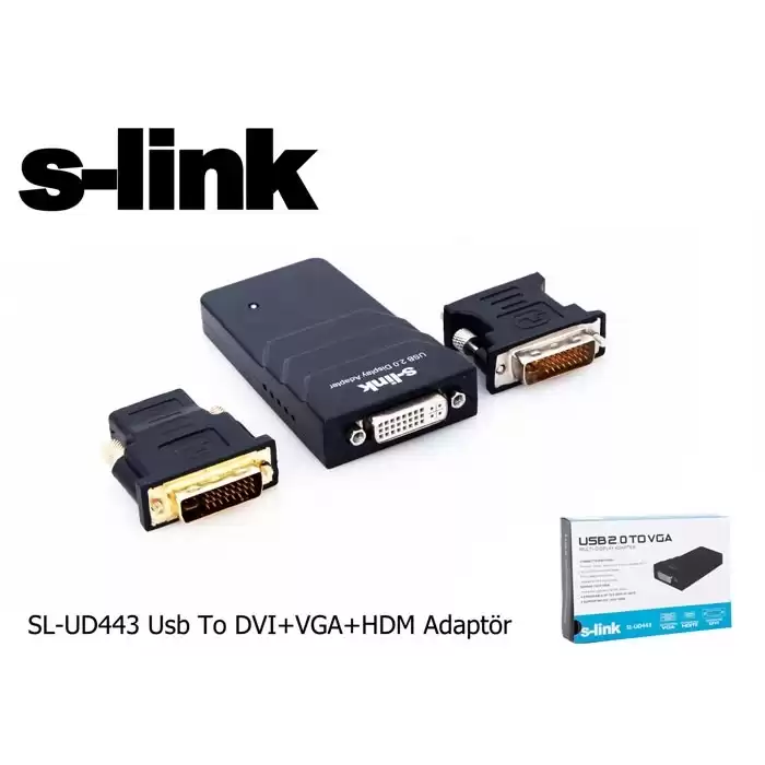 S-Link Sl-Ud443 Usb To Dvı+Vga Adaptör