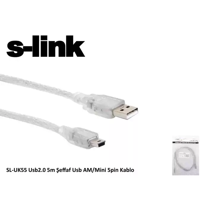 S-Link Sl-Uk55 Mini 5P To 5Mt Usb Kamera Kablosu