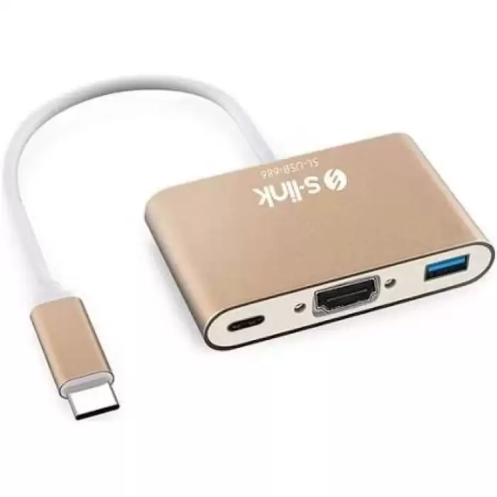 S-Link Sl-Usb-C68 Type-C To Hdmi + Usb 3.0 + Pd Kablo