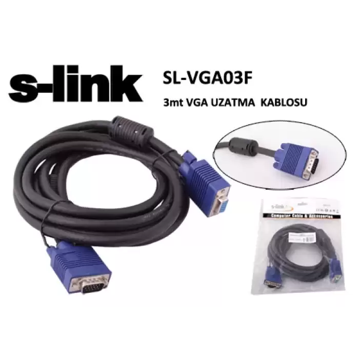 S-Link Sl-Vga03F 3Mt E-D Ekran Kartı Vga Uzatma