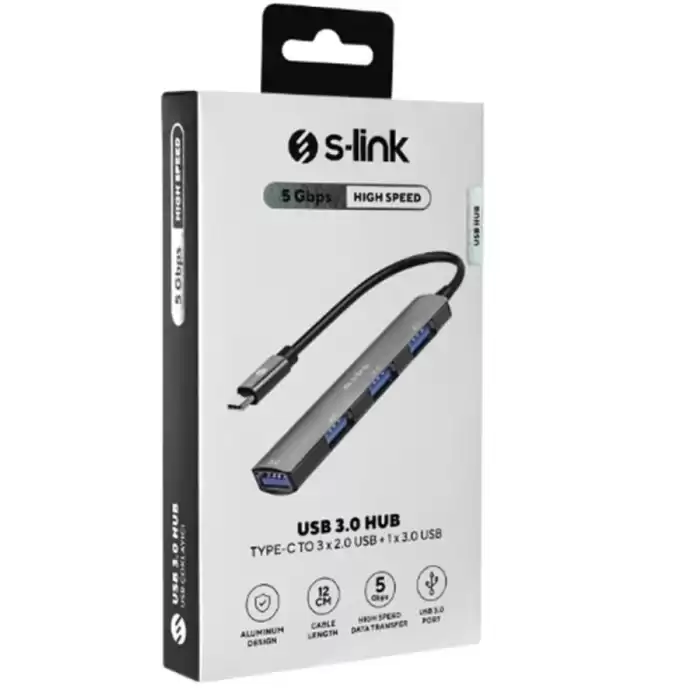 S-Link Sw-U324 3-Usb2.0, 1-Usb3.0 Type-C Metal Usb Hub