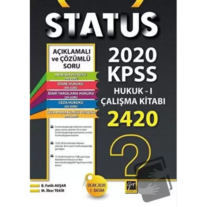 Status 2020 Kpss Hukuk - 1 Çalışma Kitabı