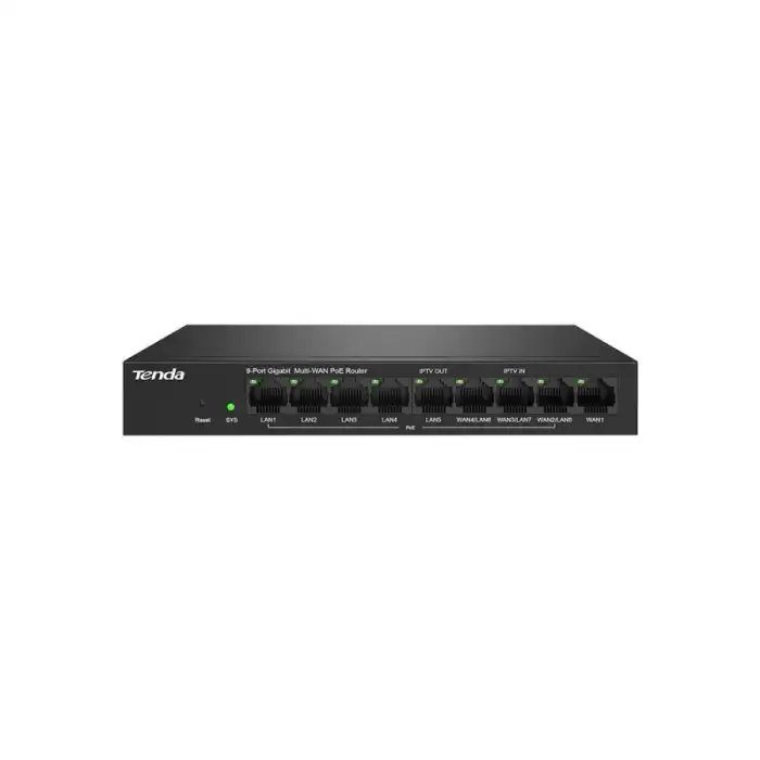 Tenda G0-8G-Poe 9 Port 8 Port Poe+ 10-100-1000 Switch Çelik Kasa Poe Router