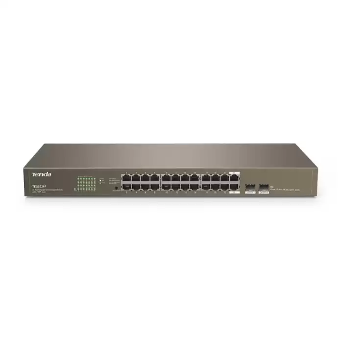 Tenda Teg1024F 24 Port 10-100-1000 Mbps + 2 Port Sfp Switch Çelik Kasa Rack Mount