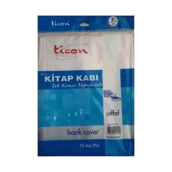 Ticon Hazır Kaplık Kitap Kabı Tek Kenar Yapışkanlı Şeffaf 193527 - 10lu Paket