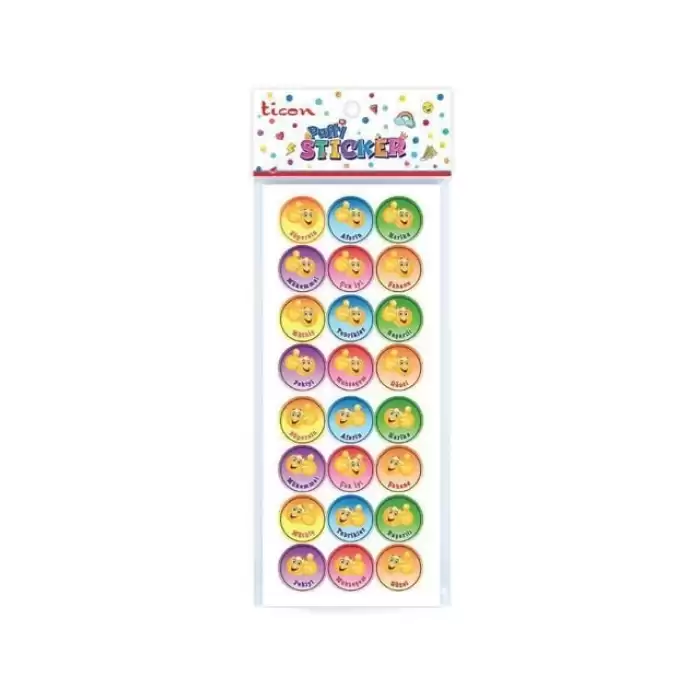 Ticon Puffy Sticker Gülen Yüz Tps-001/1 - 20li Paket