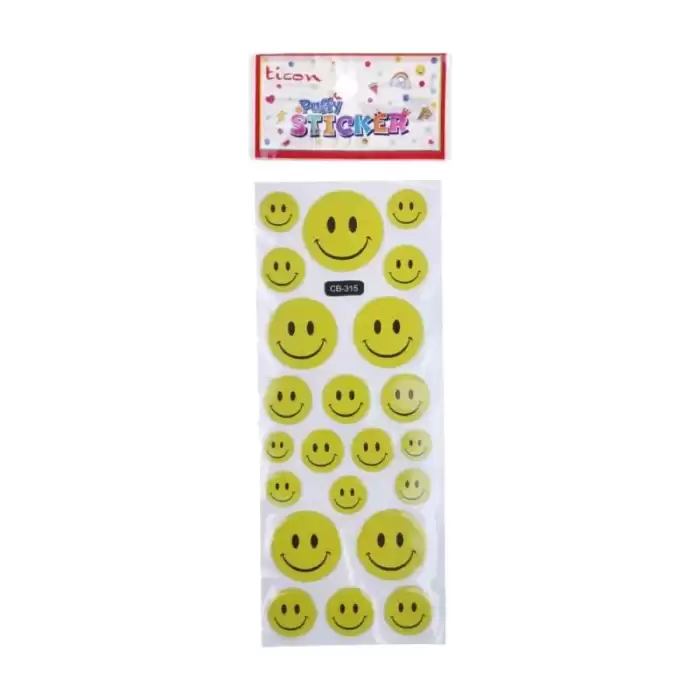 Ticon Puffy Sticker Gülen Yüz Tps-001/5 - 20li Paket